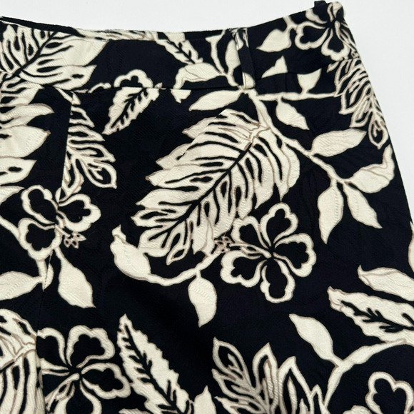 TALBOTS NWT Women's 16 Black White Hawaiian‎ Tropical Palm Print Wide Leg Pants - Picture 3 of 10